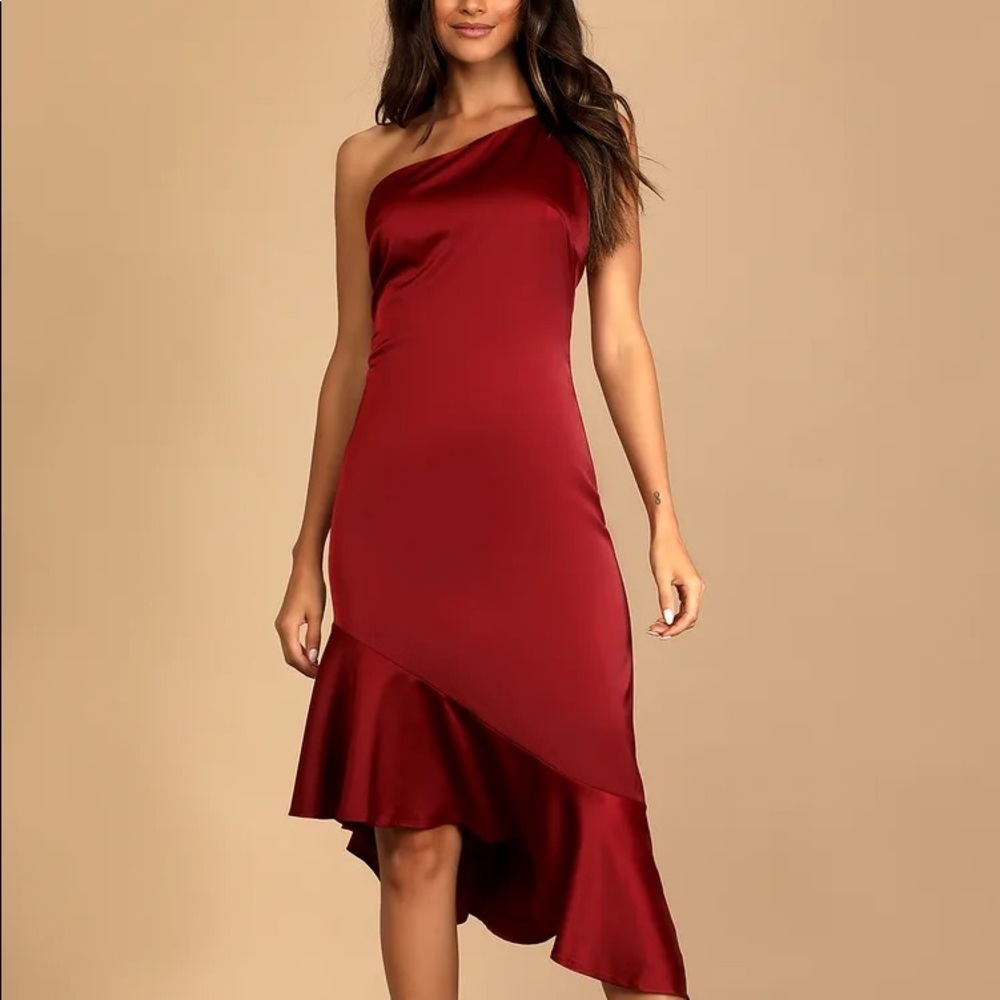Lulus, Maroon, asymmetrical dress